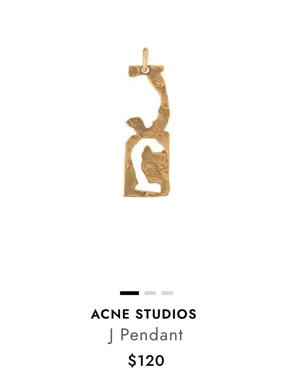 Acne Studio Gold J Pendant